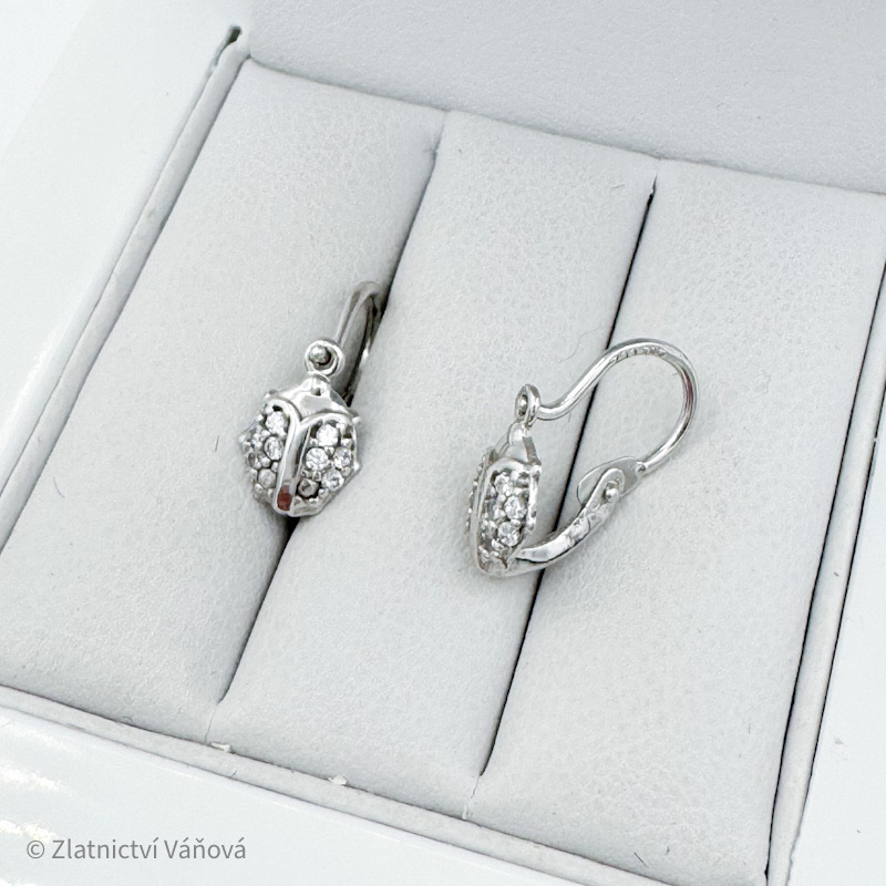 Bílé zlato miminkovské náušnice BERUŠKY se zirkony